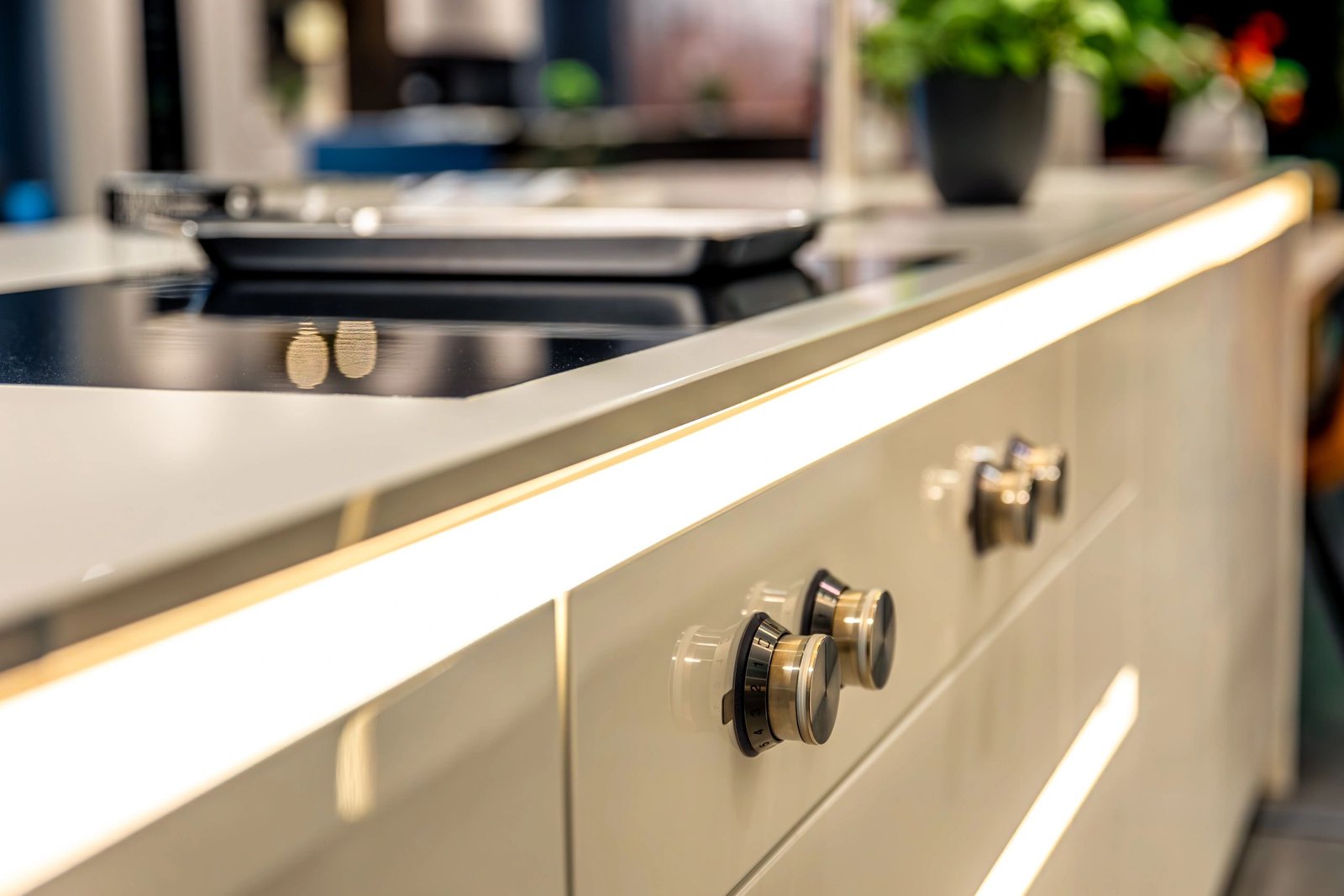 Modern kitchen with integrated cabinetry and island